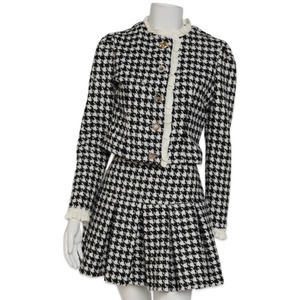 Storets Women Black & White Skirt & Jacket Set-Used-Top Size Small Bottom Size 2